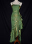 Satin Chic Style High Low Straps Party Dresses, High Low Formal Prom Dresses Formal Evening Dresses