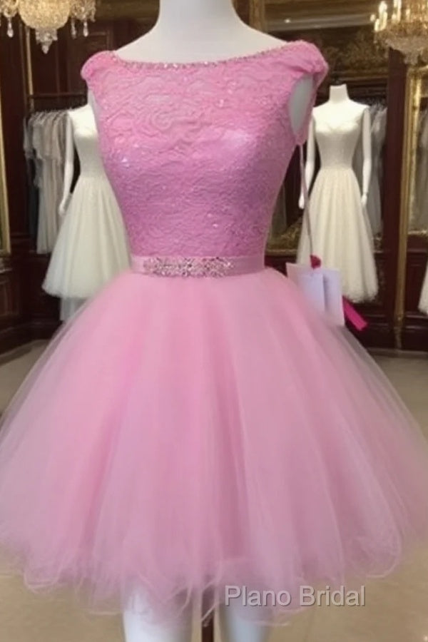 Scoop Neck Dresses Short Graduation Gown Short Homecoming Dresses Lace Main image