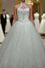 Sequin Ball Gown Sleeveless Floor Length Beading Tulle Halter Wedding Dresses
