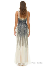 Sequin Bead Sleeveless High Neck Mermaid Prom Dresses