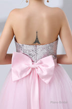 Sequin Lace & Tulle Sweetheart Neckline Short Length A-line Bridesmaid Dresses