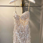 Sequin Formal Prom Dresses, Sheath Short Formal Prom Dresses