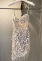 Sequin Formal Prom Dresses, Sheath Short Formal Prom Dresses