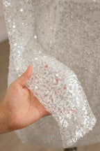 Sequined Backless Wedding Dresses With Long Detachable Sleeves