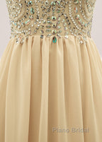 Sequined  Spaghetti Straps Chiffon Long Formal Prom Dresses