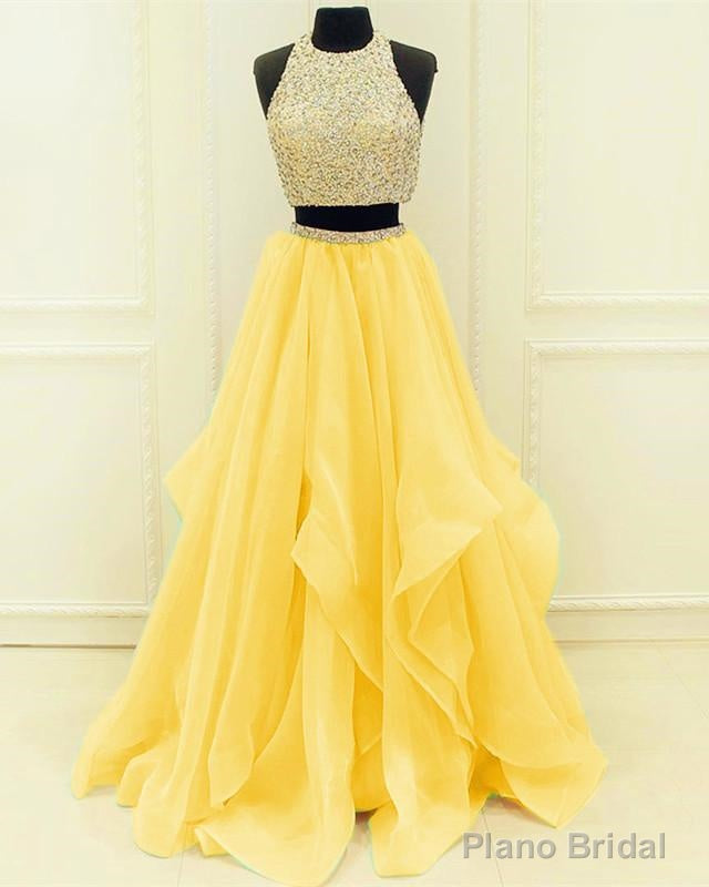 Sequins Beaded Organza Layered Two Piece Ball Gowns Prom Dresses,Wedding Party Dresses Secondary image