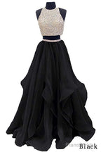 Sequins Beaded Organza Layered Two Piece Ball Gowns Prom Dresses,Wedding Party Dresses