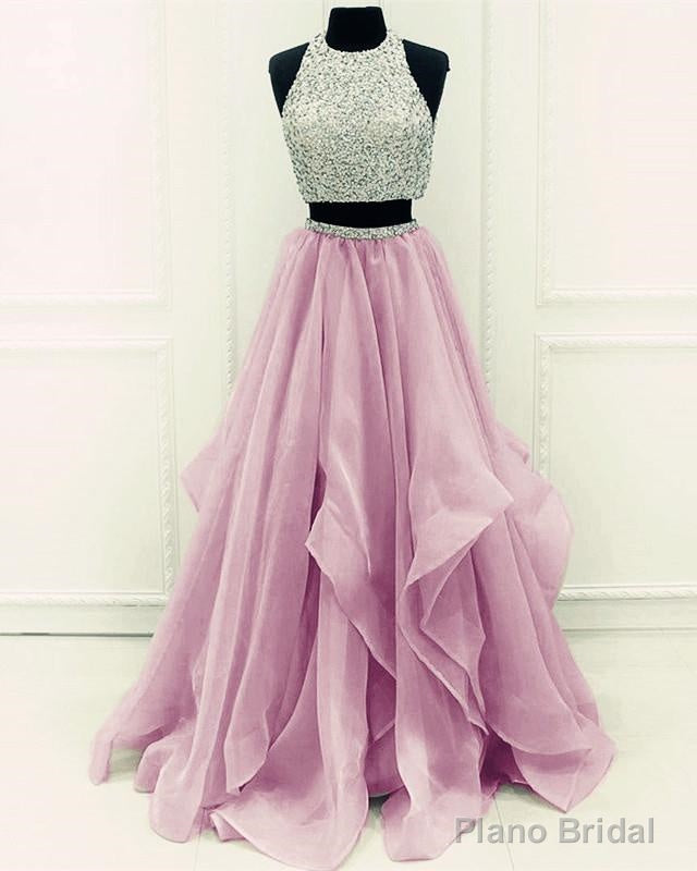 Sequins Beaded Organza Layered Two Piece Ball Gowns Prom Dresses,Wedding Party Dresses Main image
