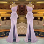 Sequins Formal Dresses Light Purple Mermaid Formal Prom Dresses Long Slit Strapless