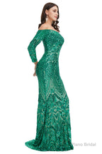 Sequins Mermaid Long Sleeves Off the Shoulder Evening Dresses