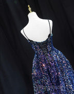 Sequins V-Neckline Short Straps Homecoming Dresses, Short Sequins Formal Prom Dresses