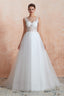Sequins White Tulle Affordable Wedding Dresses with Appliques