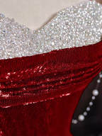 Sexy Mermaid Burgundy Sequin Long Formal Prom Dresses