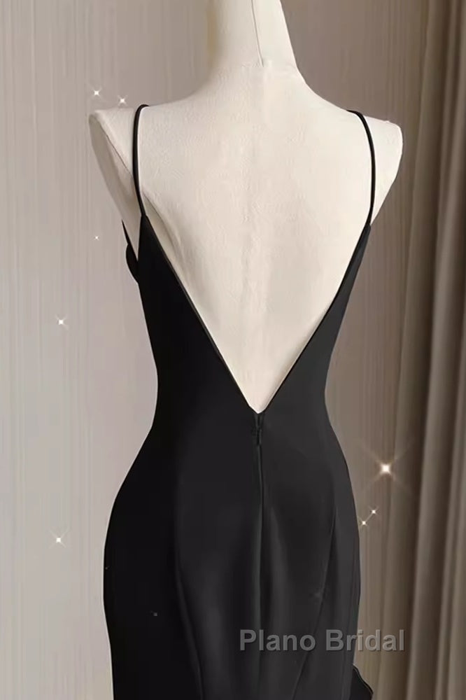 Sexy A Line Long Senior Chiffon Black Formal Prom Dresses Formal Dresses