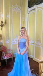 Sexy A Line Off The Shoulder Maxi Long Party Light Blue Chiffon Formal Prom Dresses Formal Evening Dresses