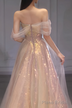 Sexy A line Off The Shoulder Prom Dresses With Sleeves Long Prom Gown