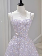 Sexy A Line Sleeveless Pink Floral Long Formal Prom Dresses