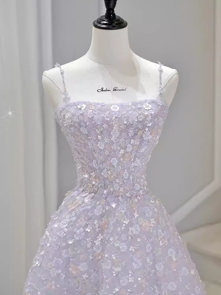 Sexy A Line Sleeveless Pink Floral Long Formal Prom Dresses