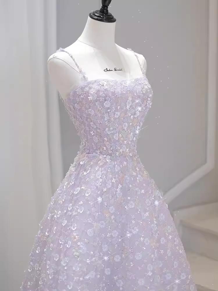 Sexy A Line Sleeveless Pink Floral Long Formal Prom Dresses