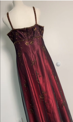 Sexy A Line Spaghetti Straps Burgundy Long Formal Evening Dresses Party Dresses Formal Prom Dresses