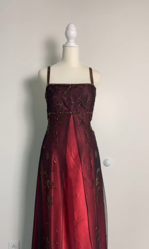 Sexy A Line Spaghetti Straps Burgundy Long Formal Evening Dresses Party Dresses Formal Prom Dresses