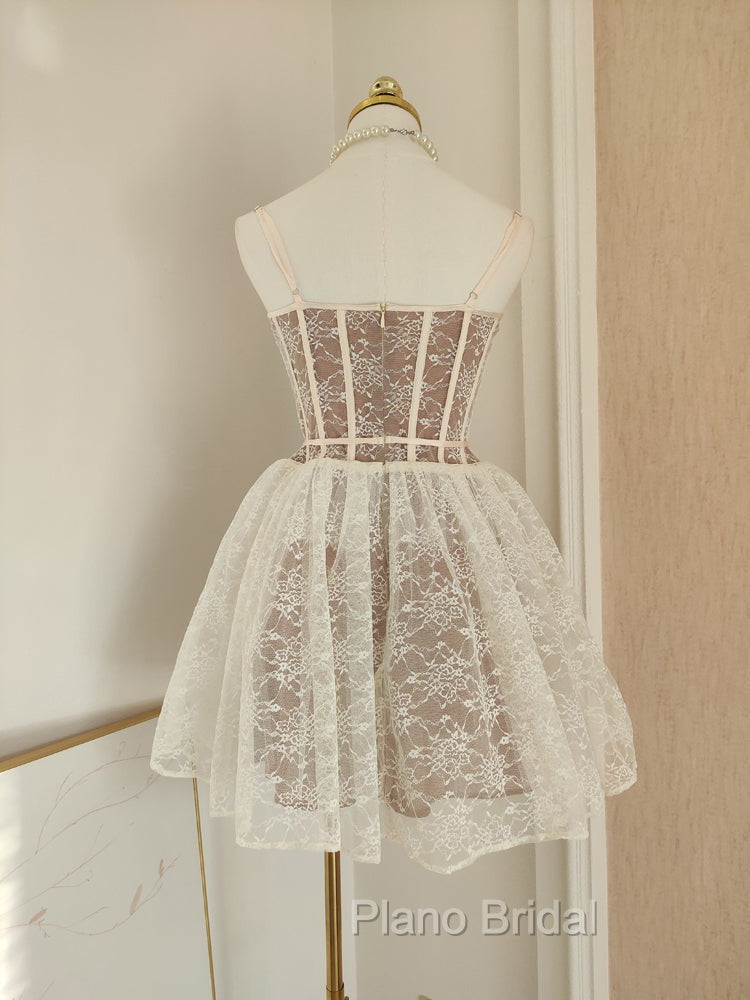 Sexy A Line Spaghetti Straps Lace Holiday Dresses Travel Vacation Dresses Short Birthday Dresses