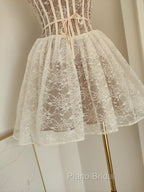 Sexy A Line Spaghetti Straps Lace Holiday Dresses Travel Vacation Dresses Short Birthday Dresses