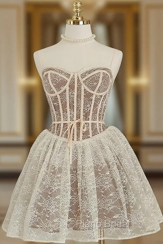 Sexy A Line Spaghetti Straps Lace Holiday Dresses Travel Vacation Dresses Short Birthday Dresses Main image