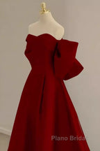 Sexy A Line Strapless Red Long Formal Prom Dresses