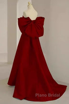 Sexy A Line Strapless Red Long Formal Prom Dresses