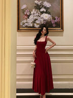 Sexy A Line Straps Red Ankle Length Formal Prom Dresses Birthday Outfits Formal Dresses