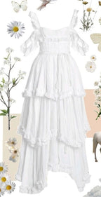 Sexy A Line Straps Ruffles Floor Length Chiffon White Formal Prom Dresses 1697