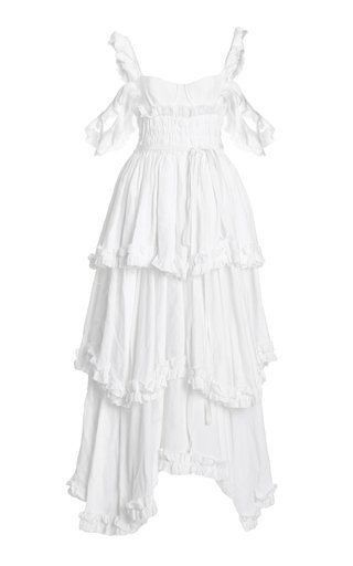 Sexy A Line Straps Ruffles Floor Length Chiffon White Formal Prom Dresses