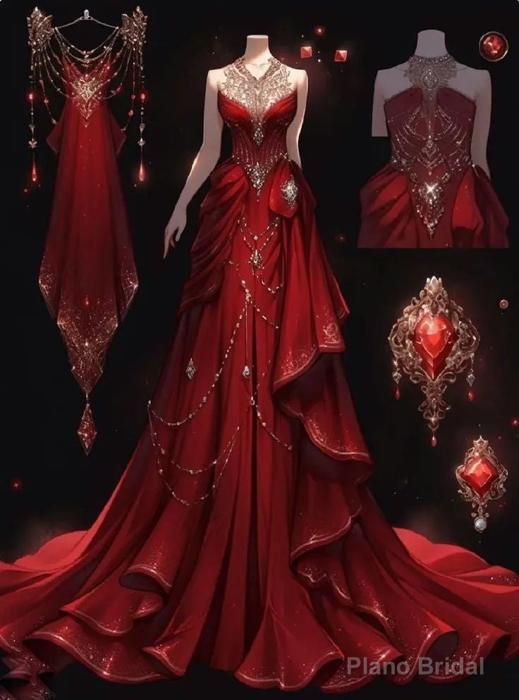 Sexy A Line Sweetheart Chiffon Red Floor Length Evening Dress Prom Dresses With Beads Main image