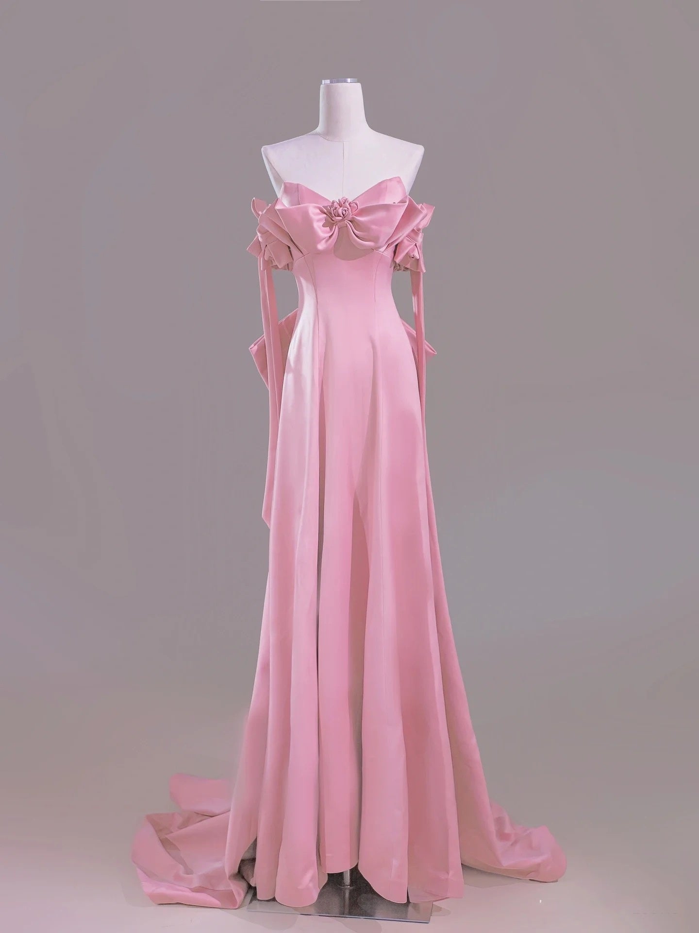 Sexy A Line Sweetheart Pink Satin Long Formal Prom Dresses Formal Evening Dresses Formal Dresses