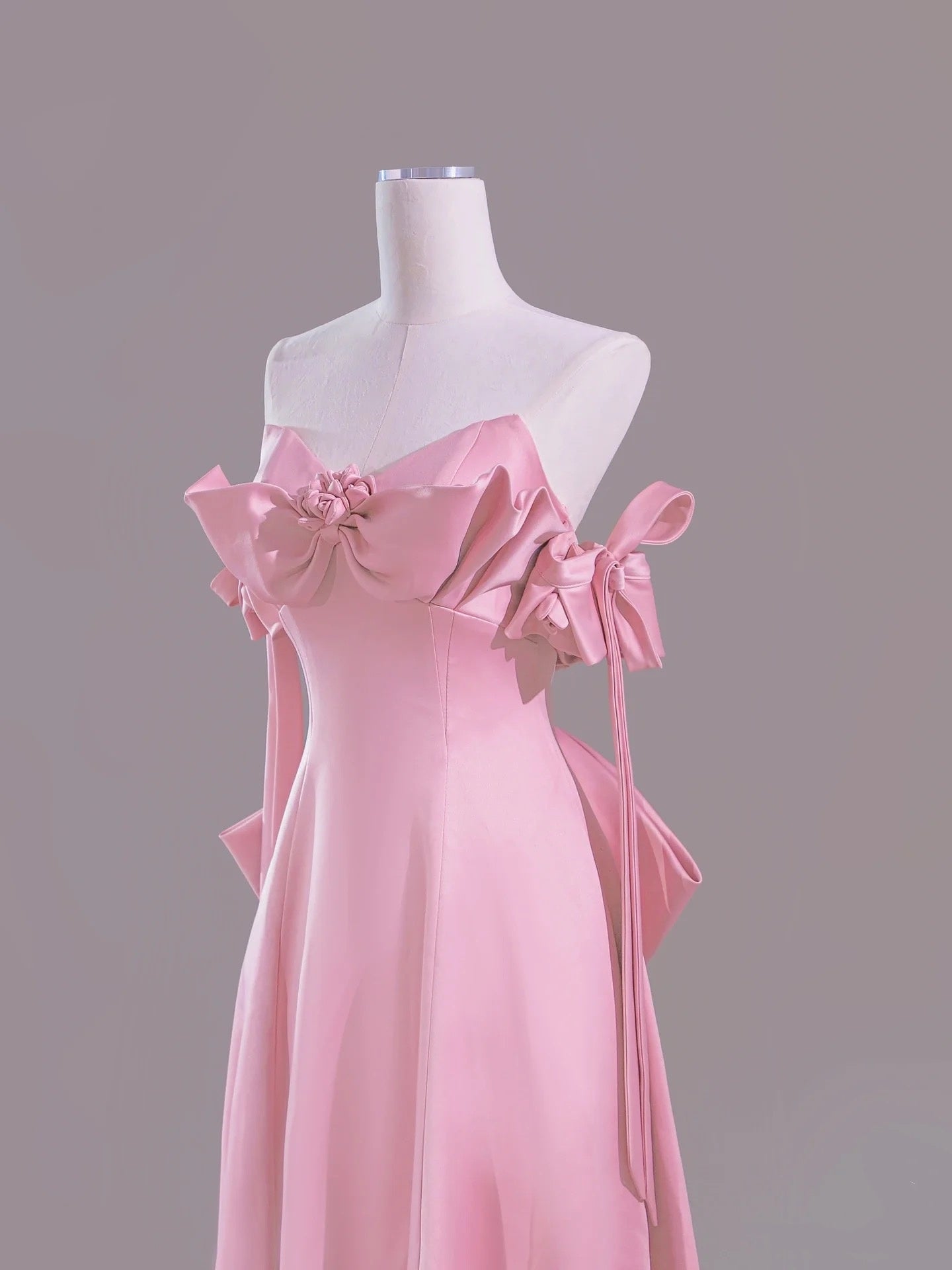 Sexy A Line Sweetheart Pink Satin Long Formal Prom Dresses Formal Evening Dresses Formal Dresses
