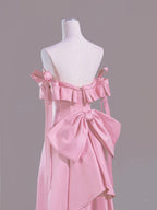 Sexy A Line Sweetheart Pink Satin Long Formal Prom Dresses Formal Evening Dresses Formal Dresses