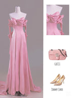 Sexy A Line Sweetheart Pink Satin Long Formal Prom Dresses Formal Evening Dresses Formal Dresses