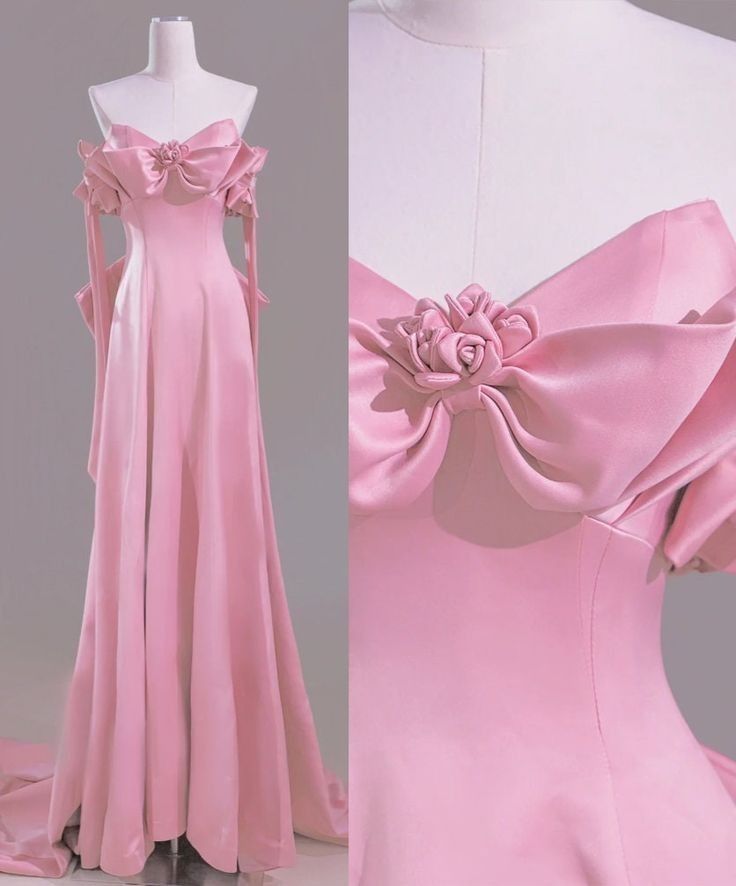 Sexy A Line Sweetheart Pink Satin Long Formal Prom Dresses Formal Evening Dresses Formal Dresses
