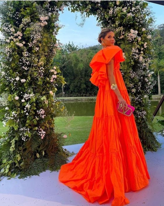 Sexy A Line V Neckline Organge Formal Prom Dresses Long Party Dresses Secondary image