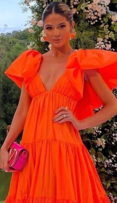 Sexy A Line V Neckline Organge Formal Prom Dresses Long Party Dresses