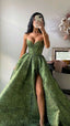 Sexy Ball Gown Formal Prom Gown With Straps Green Lace Formal Prom Dresses For Teens