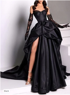 Sexy Ball Gown Strapless Burgundy Long Slit Party Dresses Formal Prom Dresses