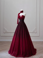 Sexy Ball Gown Strapless Long Burgundy Formal Prom Dresses Formal Evening Dresses