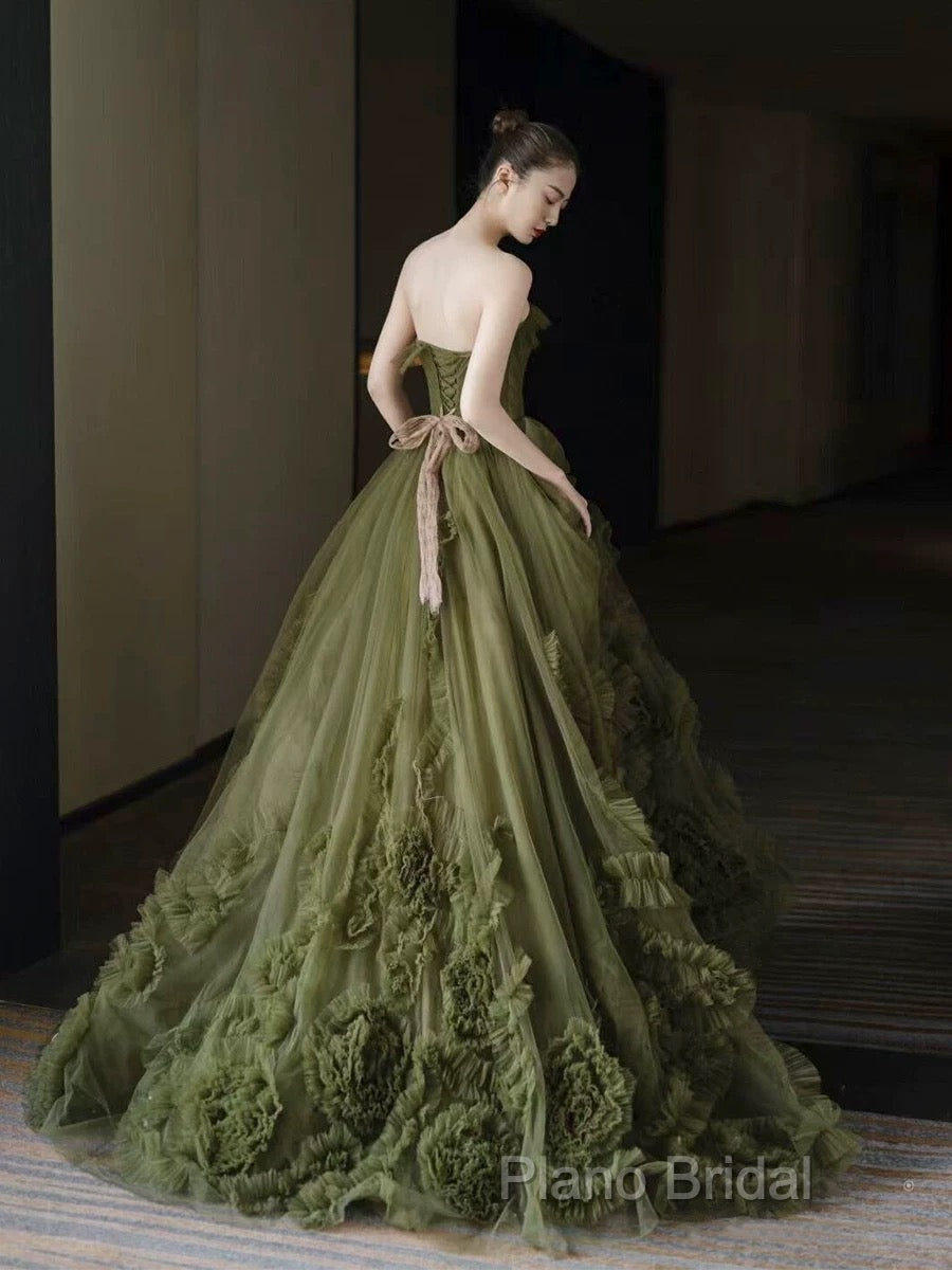 Sexy Ball Gown Strapless Neckline Green Ruffles Formal Dresses Formal Prom Dresses Secondary image