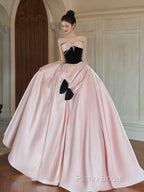Sexy Ball Gown Sweetheart Neckline Pink Satin Formal Dresses Formal Prom Dresses