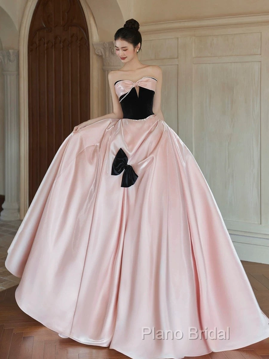 Sexy Ball Gown Sweetheart Neckline Pink Satin Formal Dresses Formal Prom Dresses