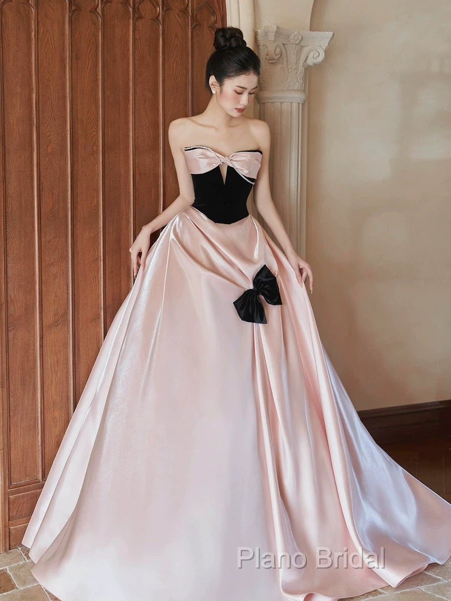 Sexy Ball Gown Sweetheart Neckline Pink Satin Formal Dresses Formal Prom Dresses
