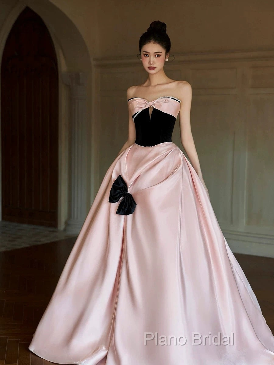 Sexy Ball Gown Sweetheart Neckline Pink Satin Formal Dresses Formal Prom Dresses