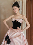 Sexy Ball Gown Sweetheart Neckline Pink Satin Formal Dresses Formal Prom Dresses